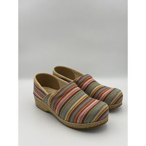 Dansko Multicolor Striped Fabric Clogs EU 41 US 10.5–11 Comfort Shoes